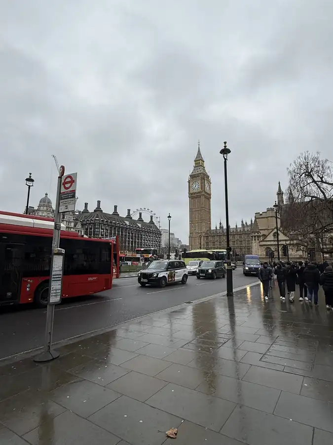 Westminster on a rainy morning, photographed by Jeremy