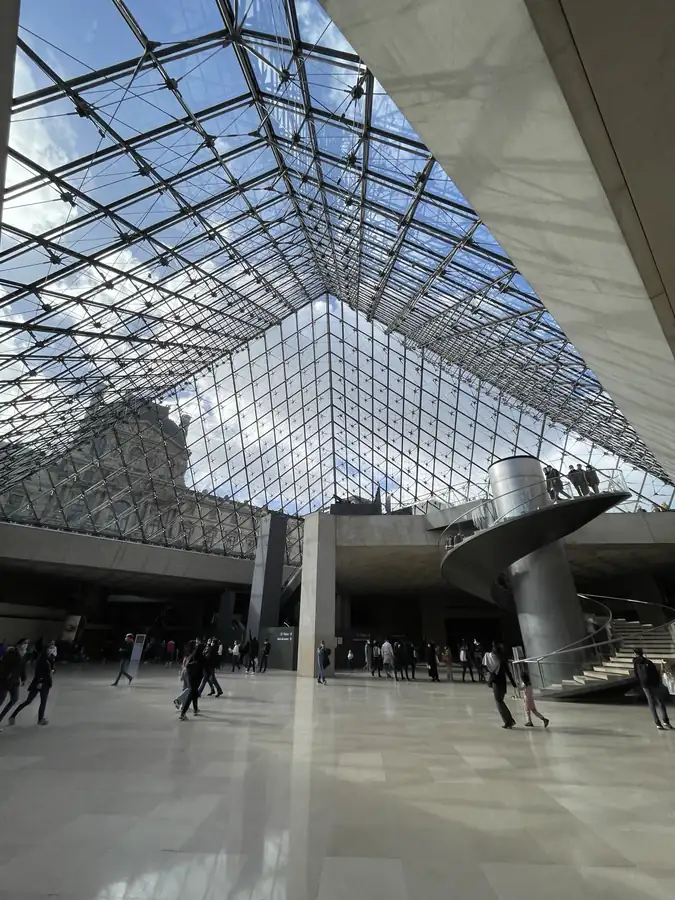 Under the Louvre pyramid, photographed by Jeremy