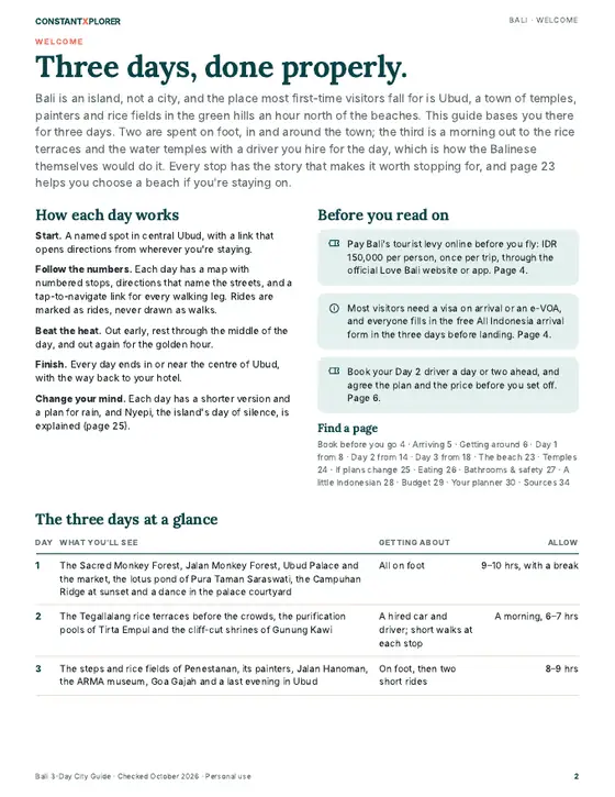 Sample page 2 from the Bali guide