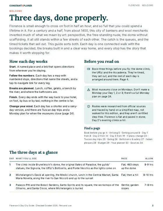 Sample page 2 from the Florence guide