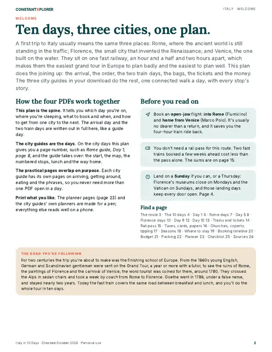 Sample page 2 from the Italy in 10 Days guide