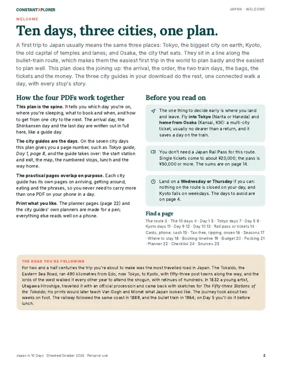 Sample page 2 from the Japan in 10 Days guide