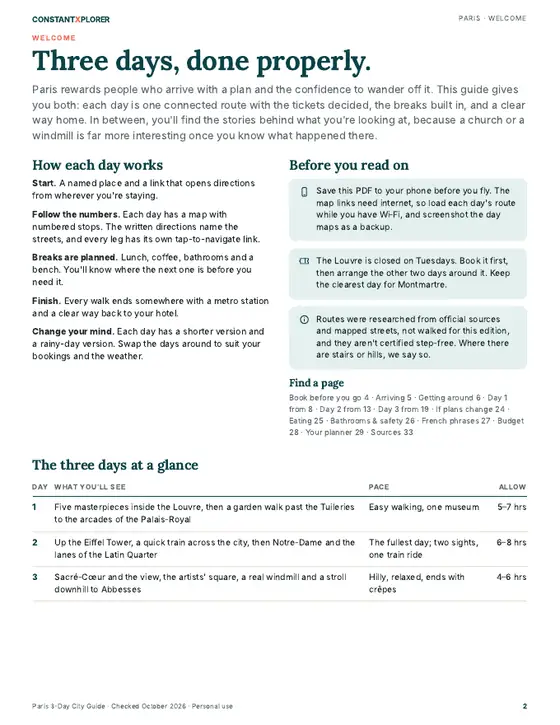 Sample page 2 from the Paris guide